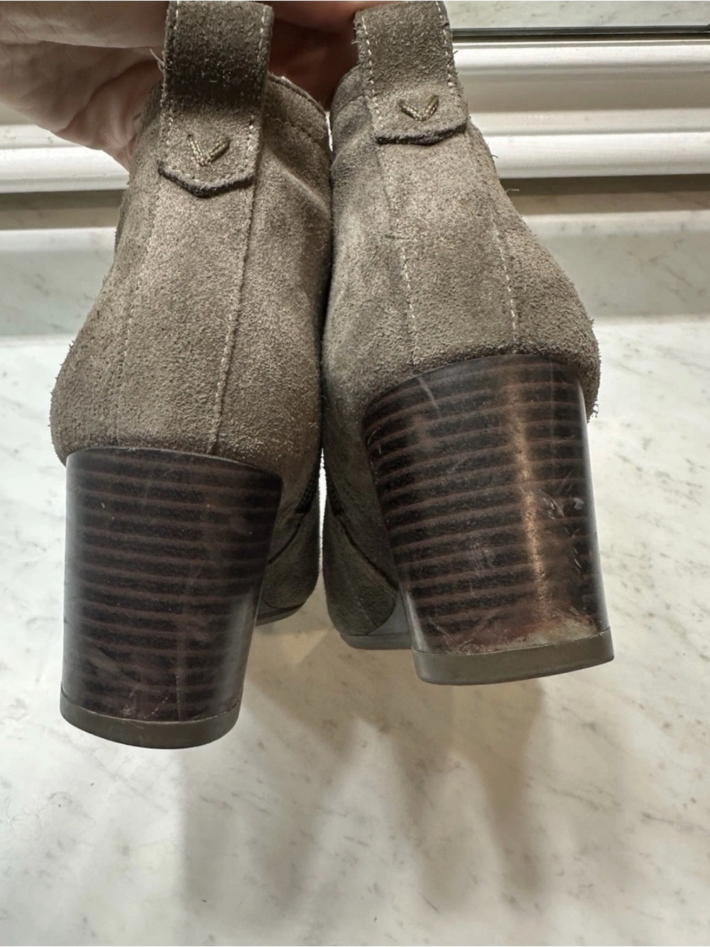 Vionic Paloma Weather Resistant Suede Ankle Booties Gray Size 7 Wedge Heel - Picture 4 of 8